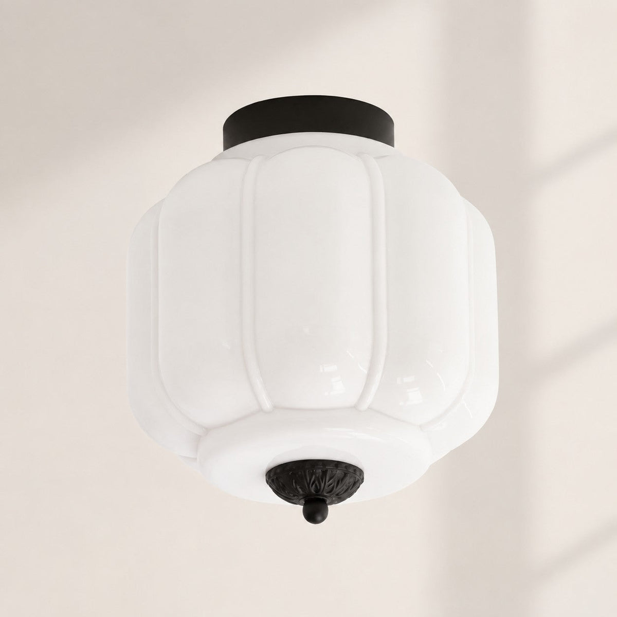 Retro Ribbed Glass Ceiling Light – Flush Mount for Bedrooms