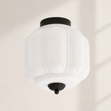Retro Ribbed Glass Ceiling Light – Flush Mount for Bedrooms