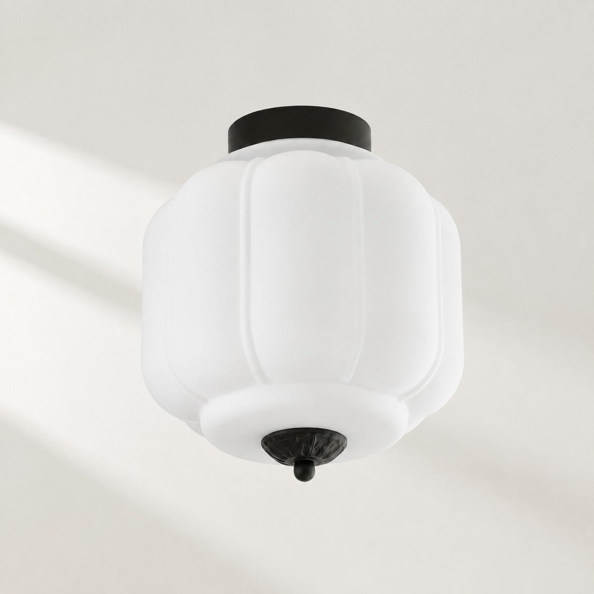 Retro Ribbed Glass Ceiling Light – Flush Mount for Bedrooms