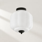 Retro Ribbed Glass Ceiling Light – Flush Mount for Bedrooms