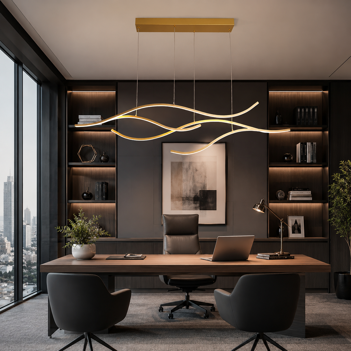 Wave LED Pendant Light Modern Linear Kitchen and Living Room Chandelier