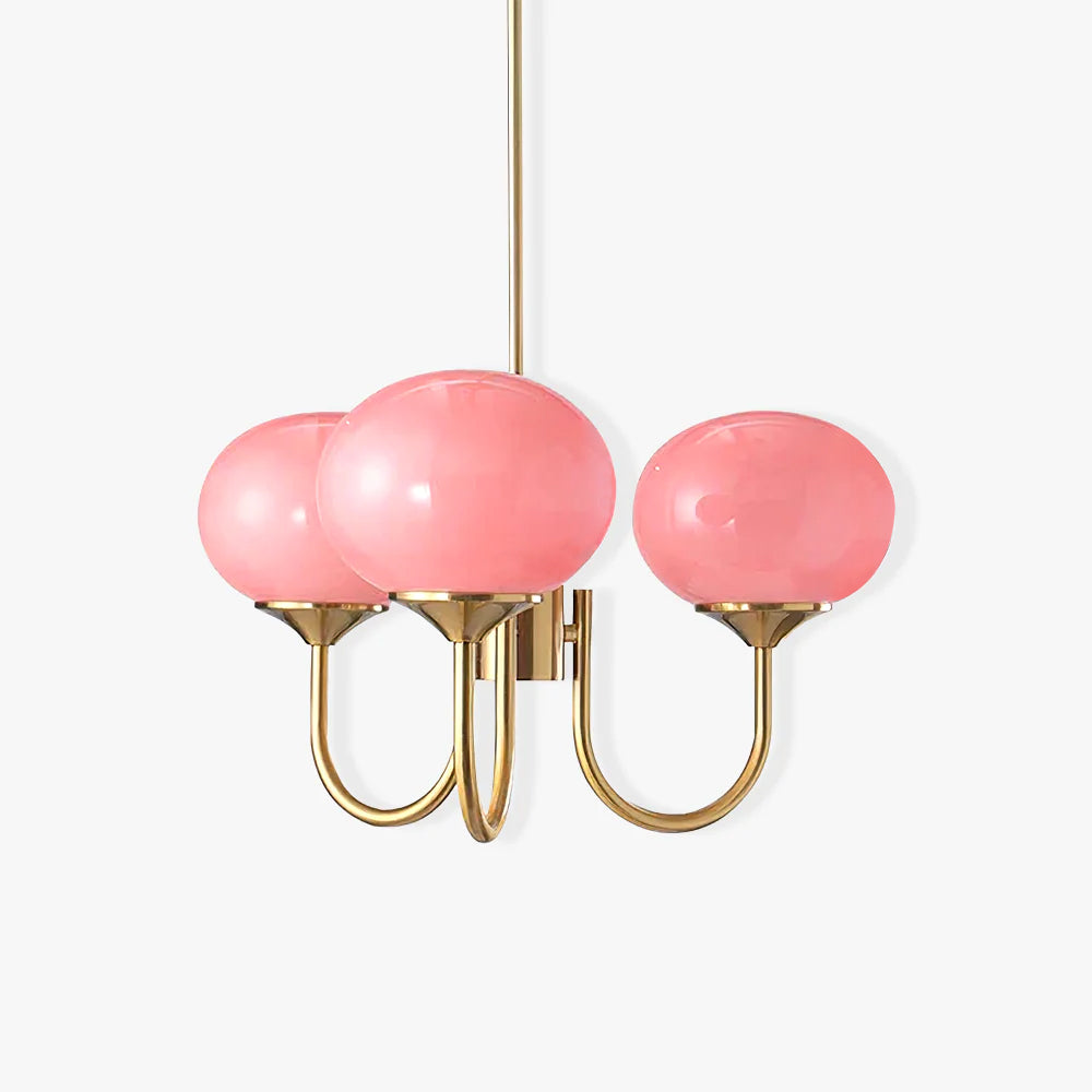 Mid-Century Copper Glass Chandelier – 3 or 5 Globe
