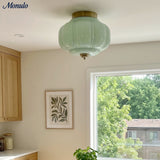 Retro Ribbed Glass Ceiling Light – Flush Mount for Bedrooms