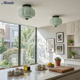 Retro Ribbed Glass Ceiling Light – Flush Mount for Bedrooms