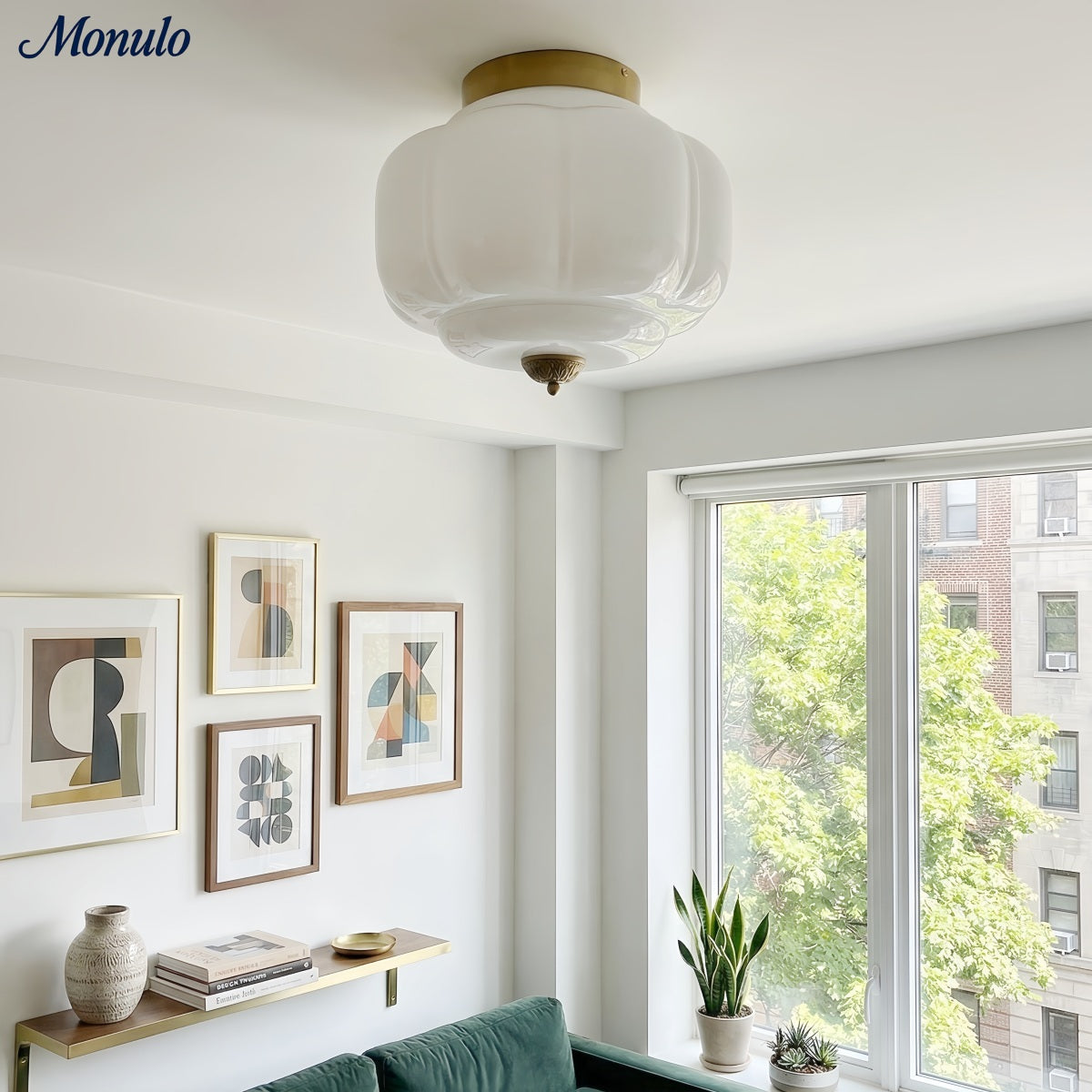 Retro Ribbed Glass Ceiling Light – Flush Mount for Bedrooms