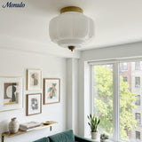 Retro Ribbed Glass Ceiling Light – Flush Mount for Bedrooms