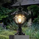 Retro Glass Pillar Light – Floral Solar for Gates