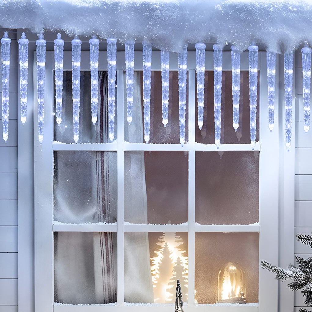 Modern Solar Icicle Lights – Staggered LED for Eaves