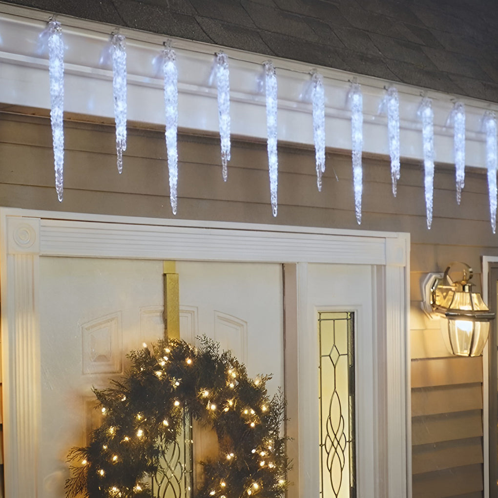 Modern Solar Icicle Lights – Staggered LED for Eaves