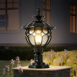 Retro Glass Pillar Light – Floral Solar for Gates