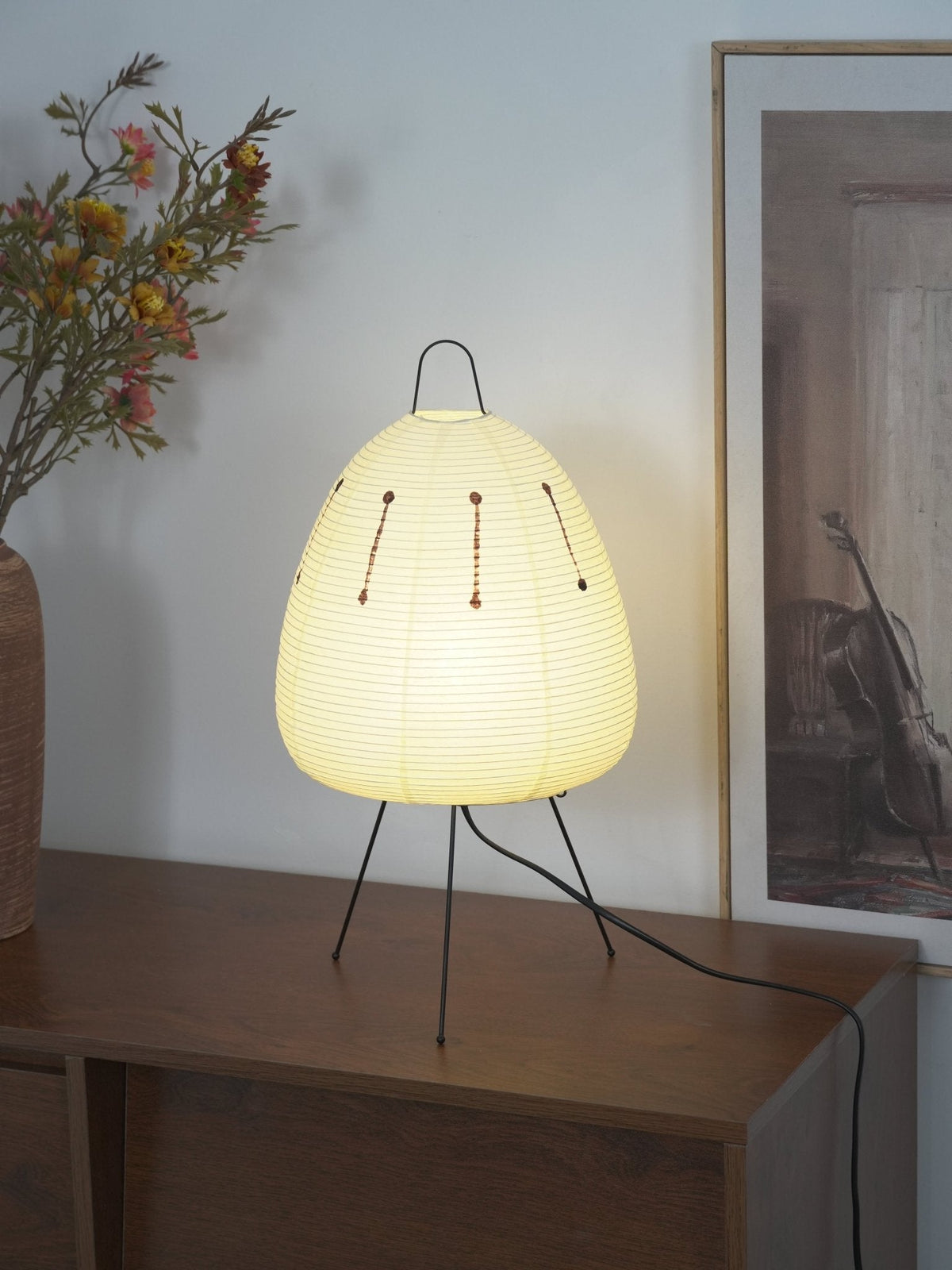 Japandi White Paper Table Lamp – Lantern Shade
