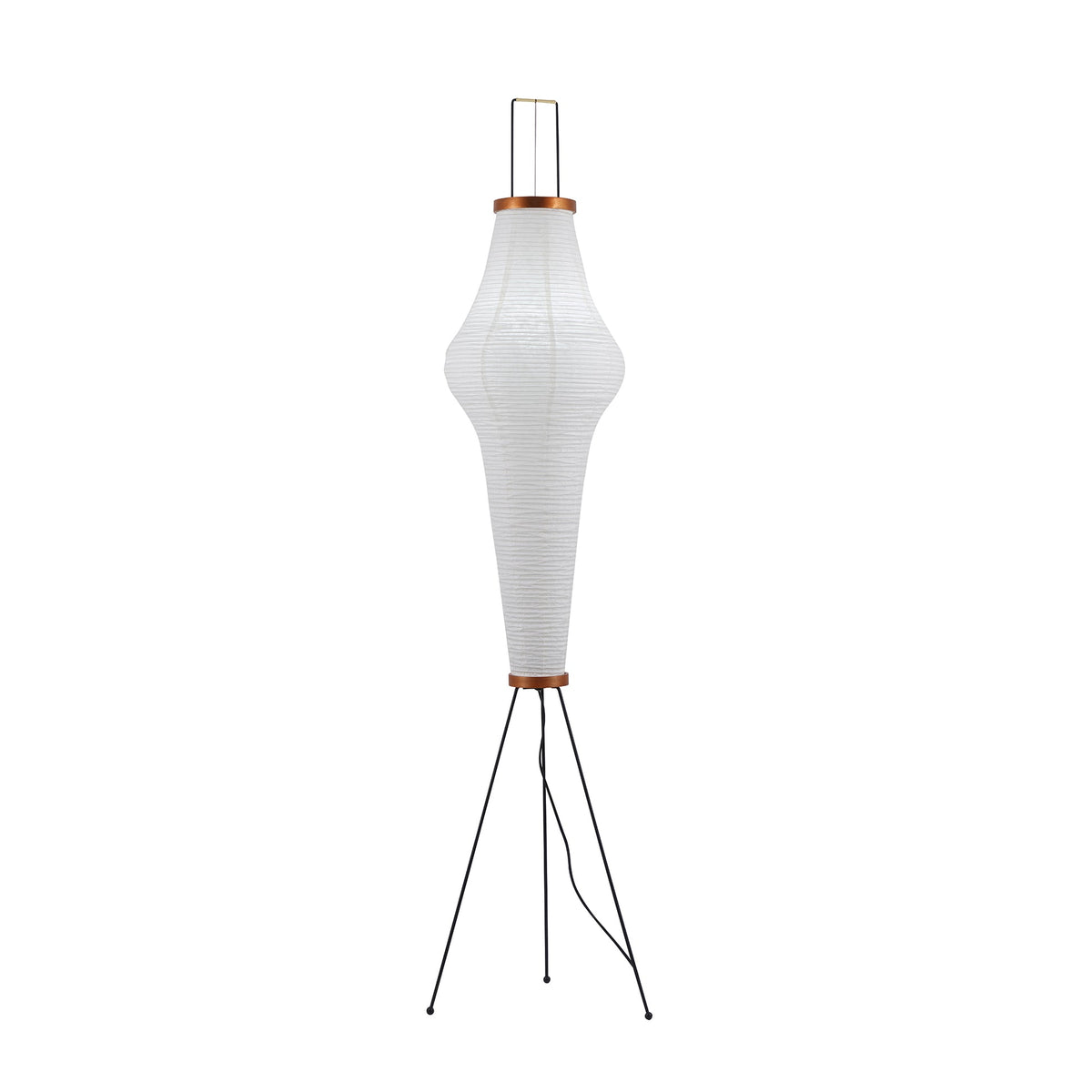Japandi White Rice Paper Floor Lamp – Bamboo Rib