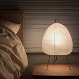 Japandi White Paper Table Lamp – Lantern Shade