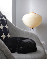 Japandi White Rice Paper Floor Lamp – Bamboo Rib