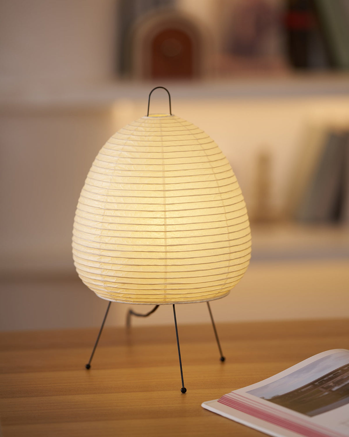 Japandi White Paper Table Lamp – Lantern Shade