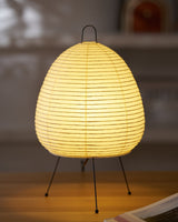 Japandi White Paper Table Lamp – Lantern Shade