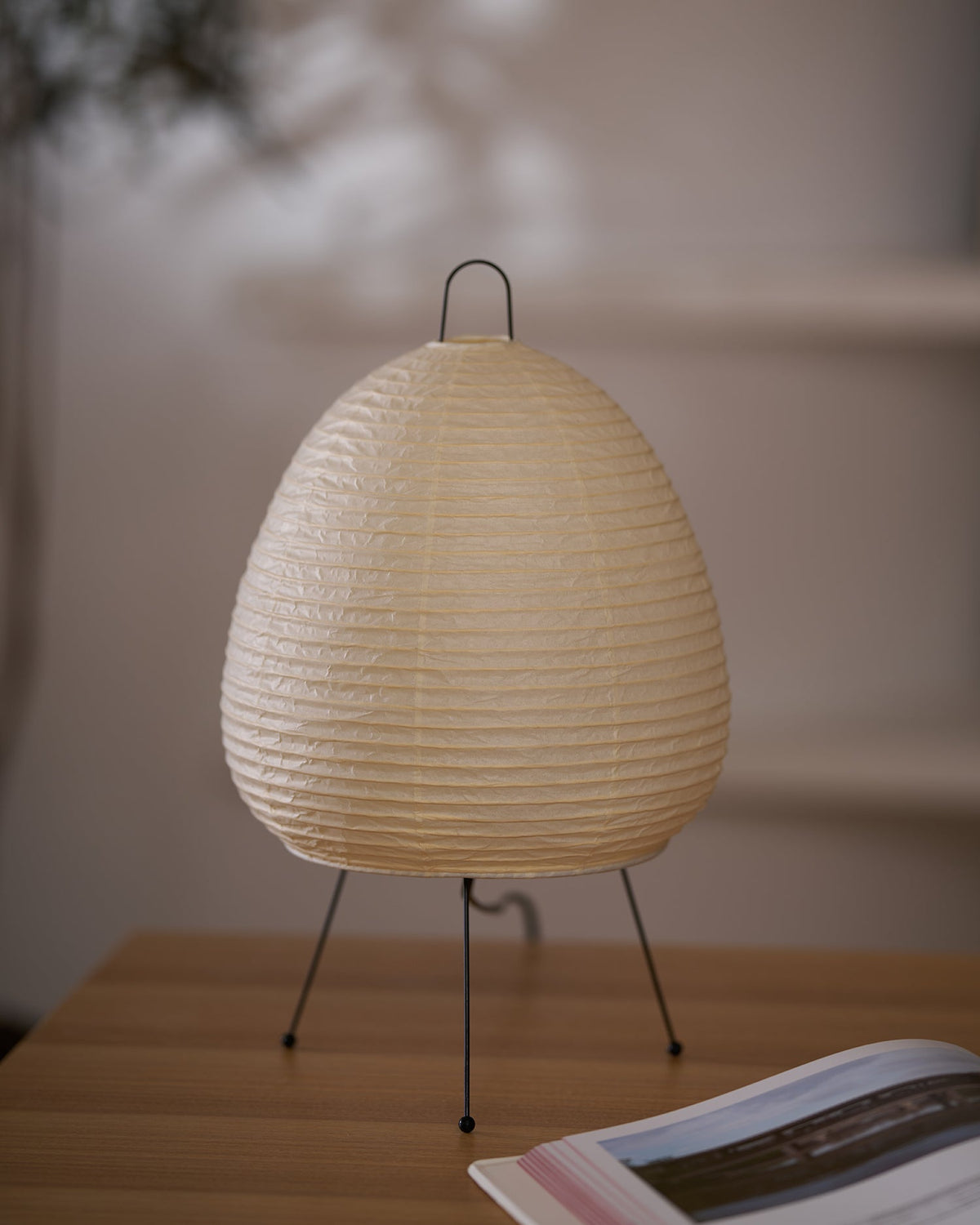 Japandi White Paper Table Lamp – Lantern Shade