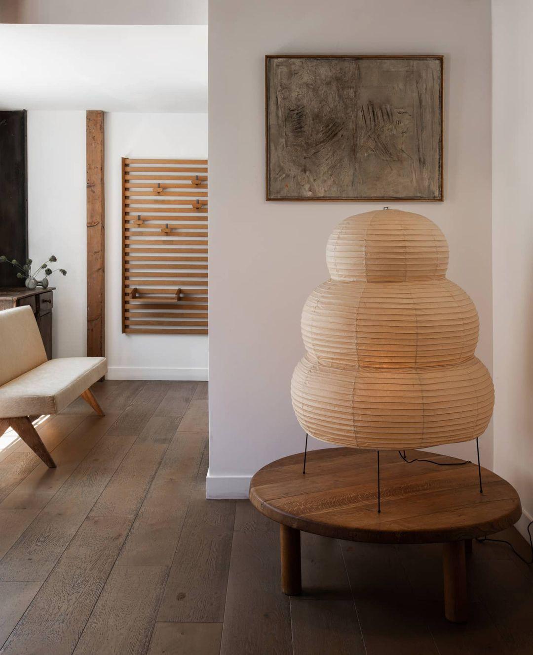 Japandi White Paper Table Lamp – Lantern Shade