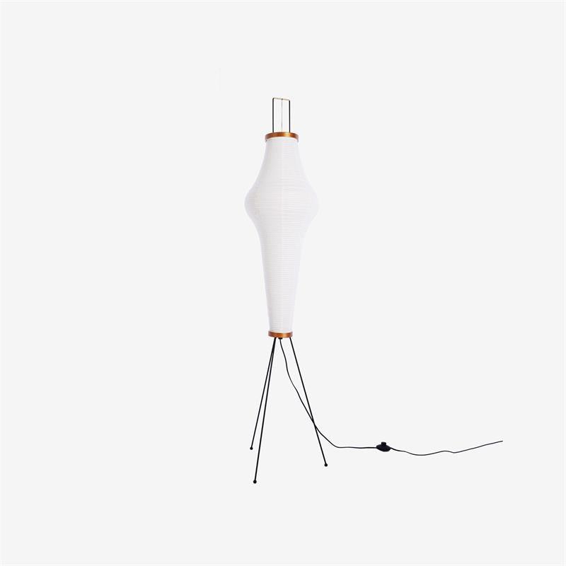 Japandi White Rice Paper Floor Lamp – Bamboo Rib