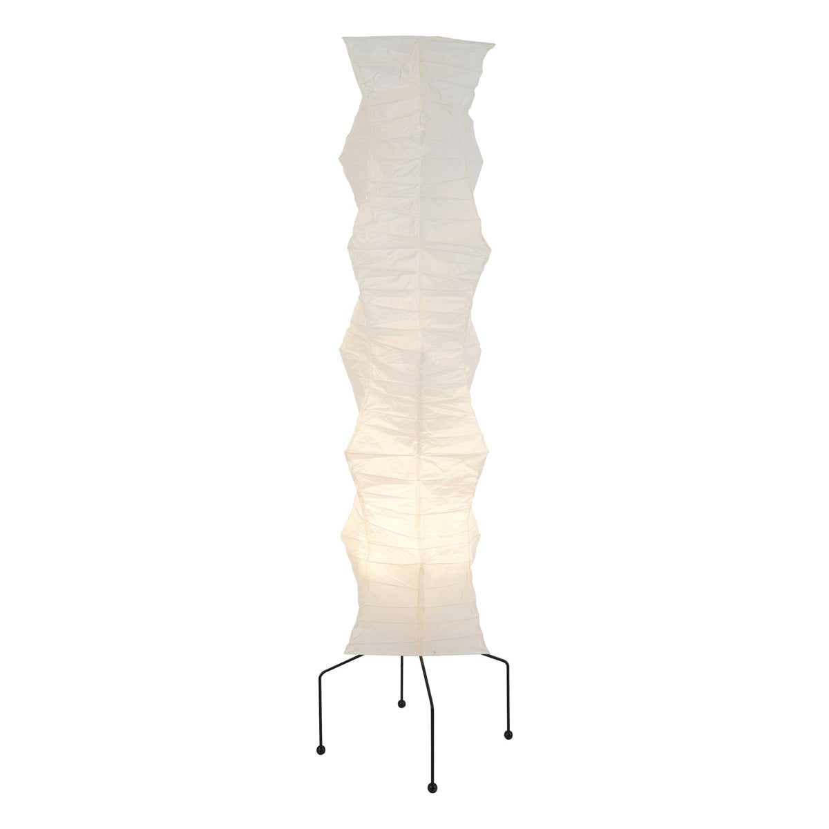 Japandi White Rice Paper Floor Lamp – Bamboo Rib