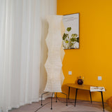 Japandi White Rice Paper Floor Lamp – Bamboo Rib