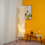 Japandi White Rice Paper Floor Lamp – Bamboo Rib