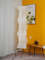 Japandi White Rice Paper Floor Lamp – Bamboo Rib