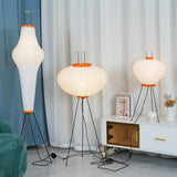 Japandi White Rice Paper Floor Lamp – Bamboo Rib