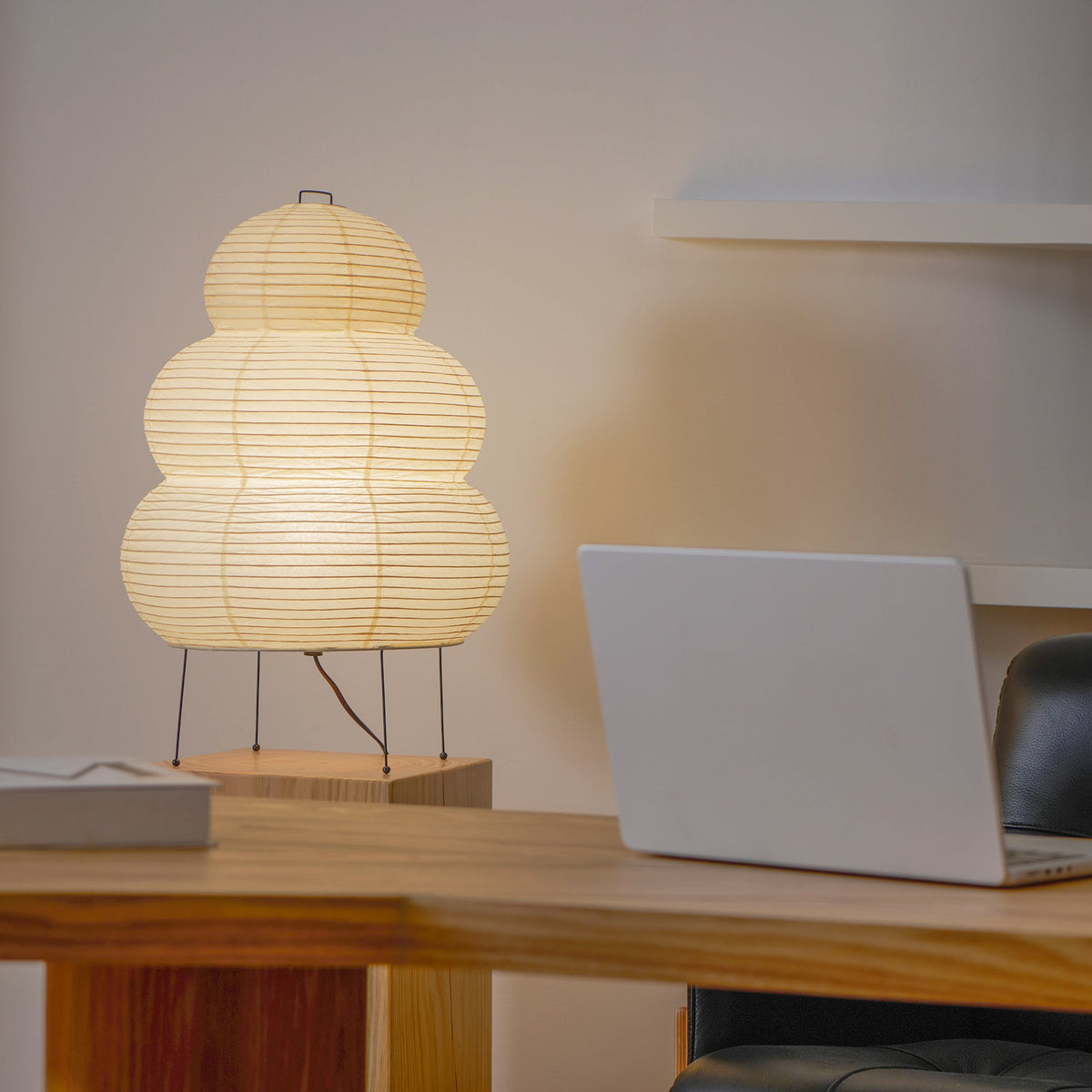 Japandi White Paper Table Lamp – Lantern Shade