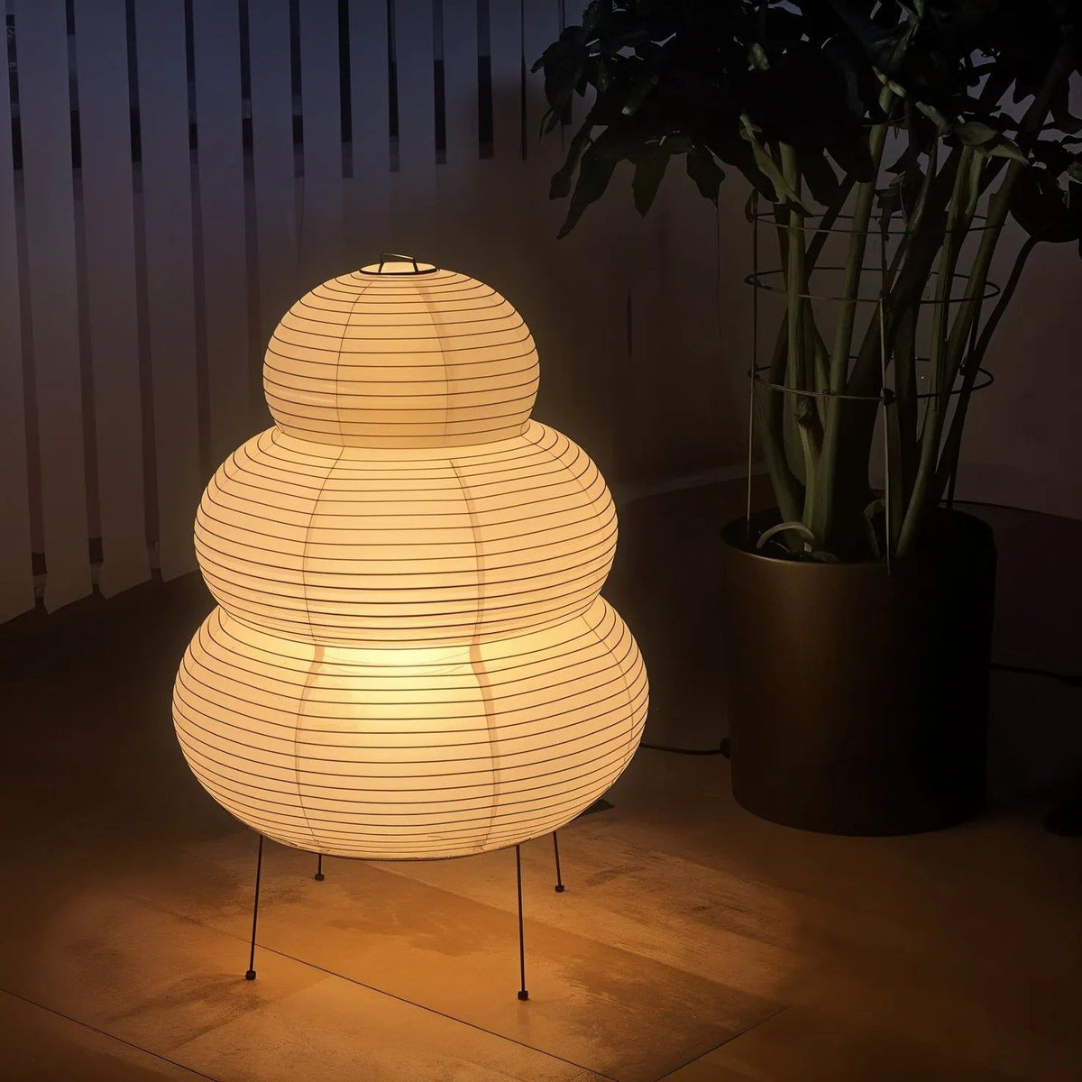 Japandi White Paper Table Lamp – Lantern Shade