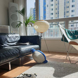 Japandi White Rice Paper Floor Lamp – Bamboo Rib