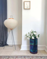 Japandi White Rice Paper Floor Lamp – Bamboo Rib