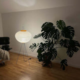 Japandi White Rice Paper Floor Lamp – Bamboo Rib