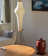 Japandi White Rice Paper Floor Lamp – Bamboo Rib