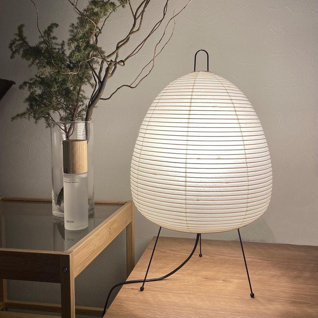 Japandi White Paper Table Lamp – Lantern Shade