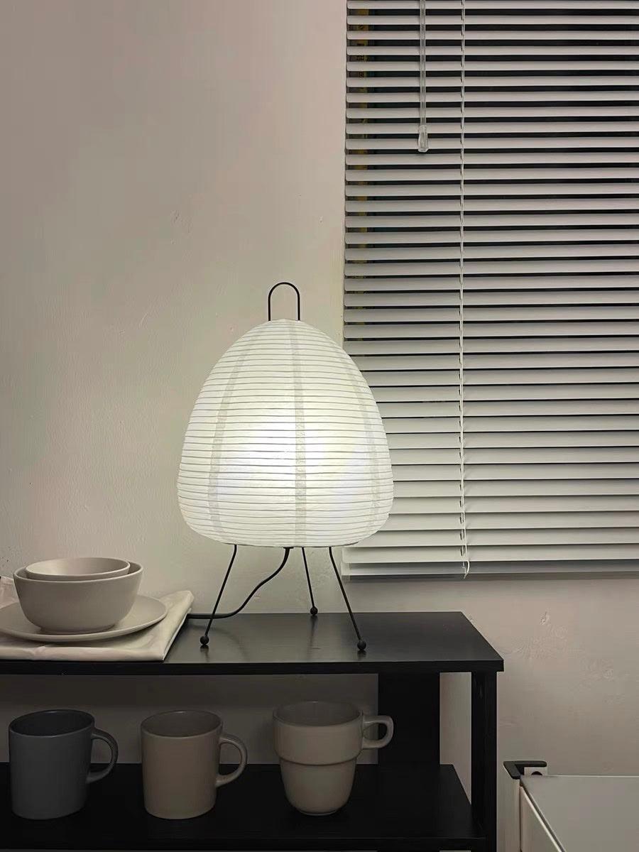 Japandi White Paper Table Lamp – Lantern Shade