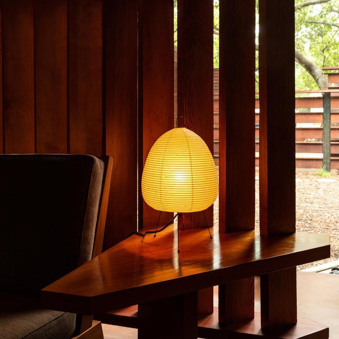 Japandi White Paper Table Lamp – Lantern Shade