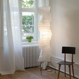 Japandi White Rice Paper Floor Lamp – Bamboo Rib