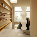 Japandi White Rice Paper Floor Lamp – Bamboo Rib
