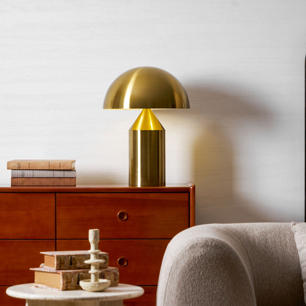 Mid-Century Metal Mushroom Table Lamp – Dome Shade
