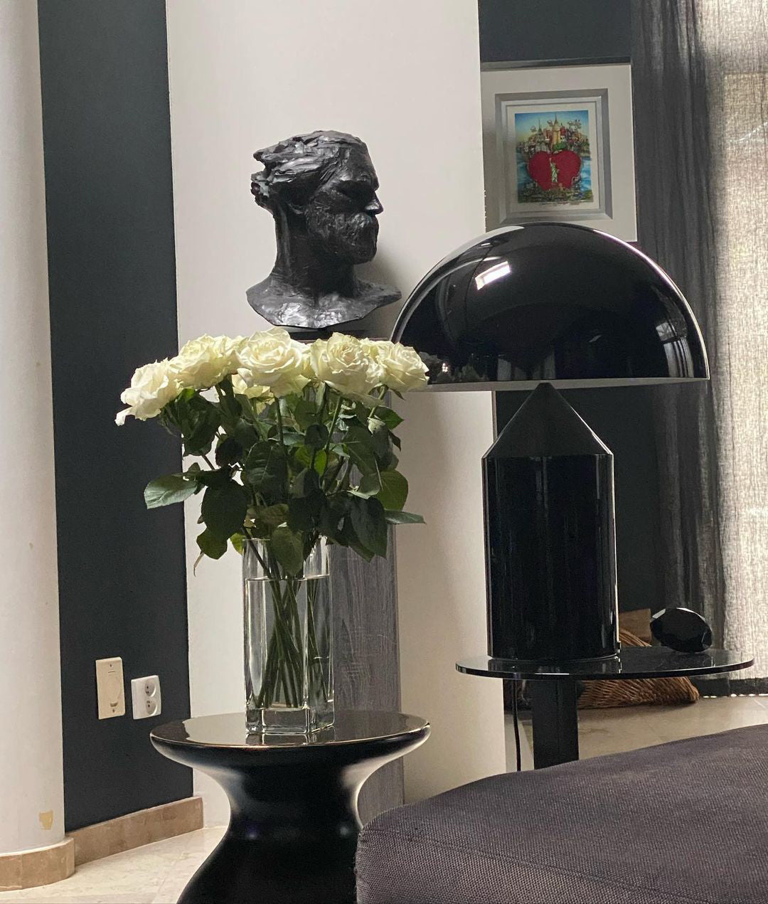 Mid-Century Metal Mushroom Table Lamp – Dome Shade