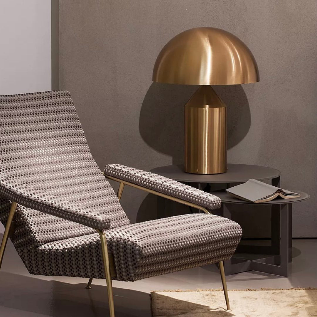 Mid-Century Metal Mushroom Table Lamp – Dome Shade