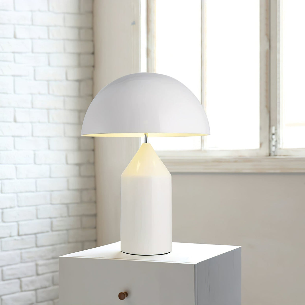 Mid-Century Metal Mushroom Table Lamp – Dome Shade