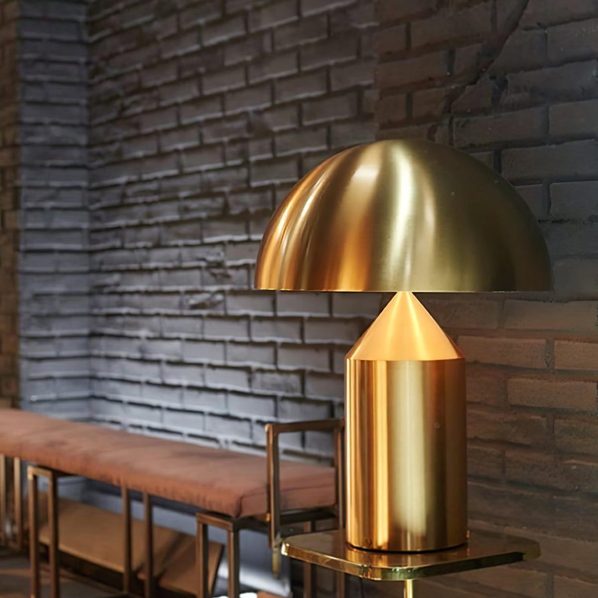 Mid-Century Metal Mushroom Table Lamp – Dome Shade