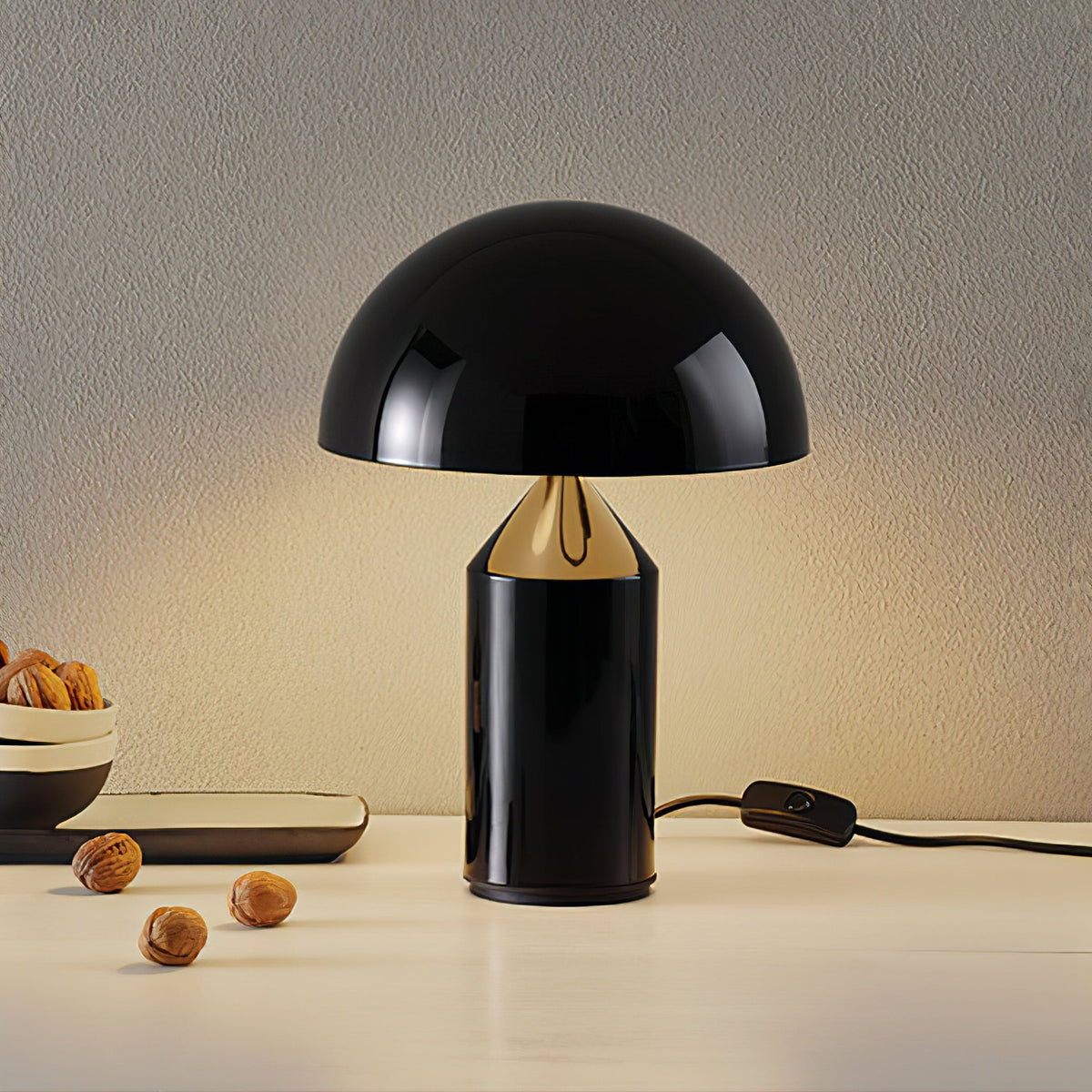 Mid-Century Metal Mushroom Table Lamp – Dome Shade