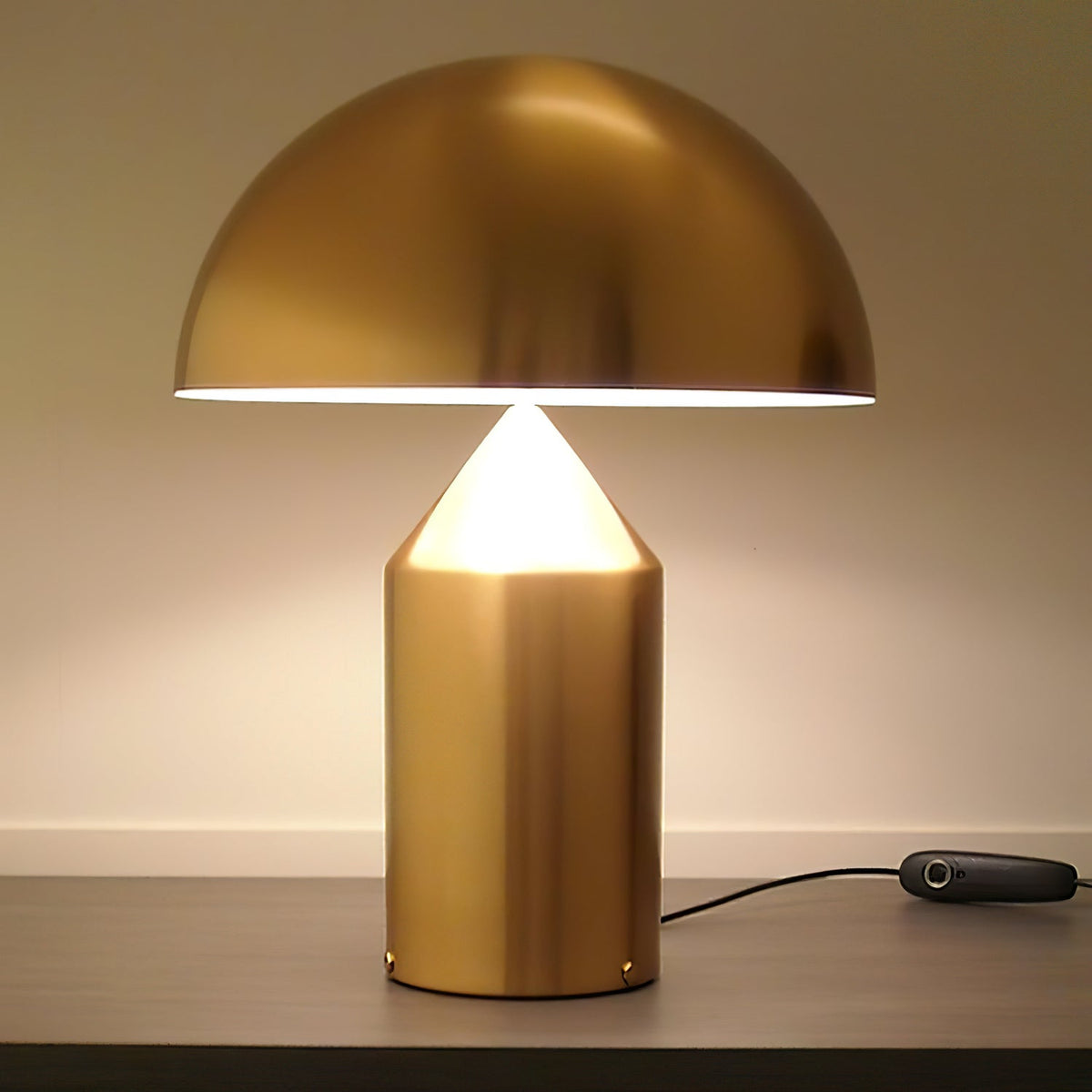 Mid-Century Metal Mushroom Table Lamp – Dome Shade