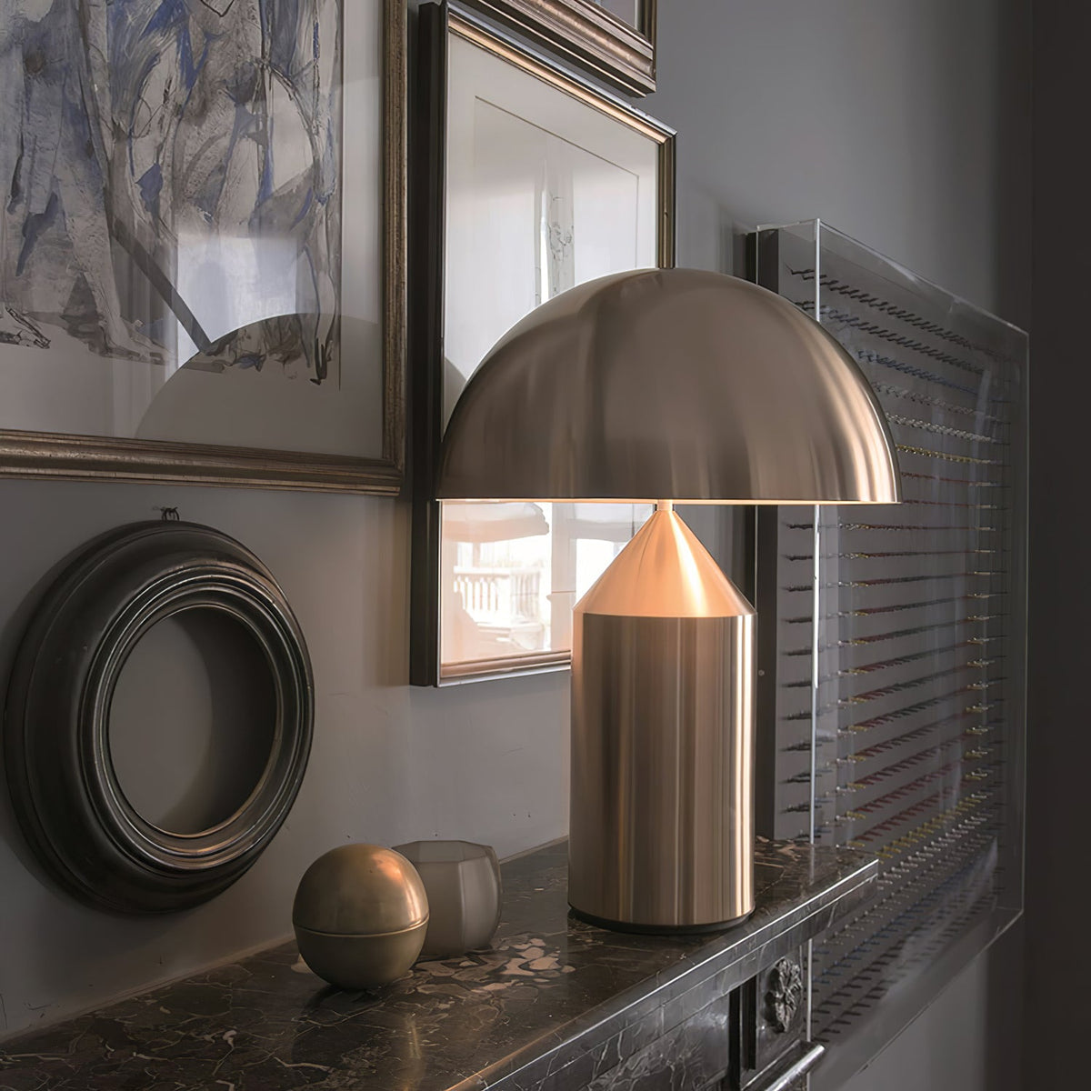 Mid-Century Metal Mushroom Table Lamp – Dome Shade