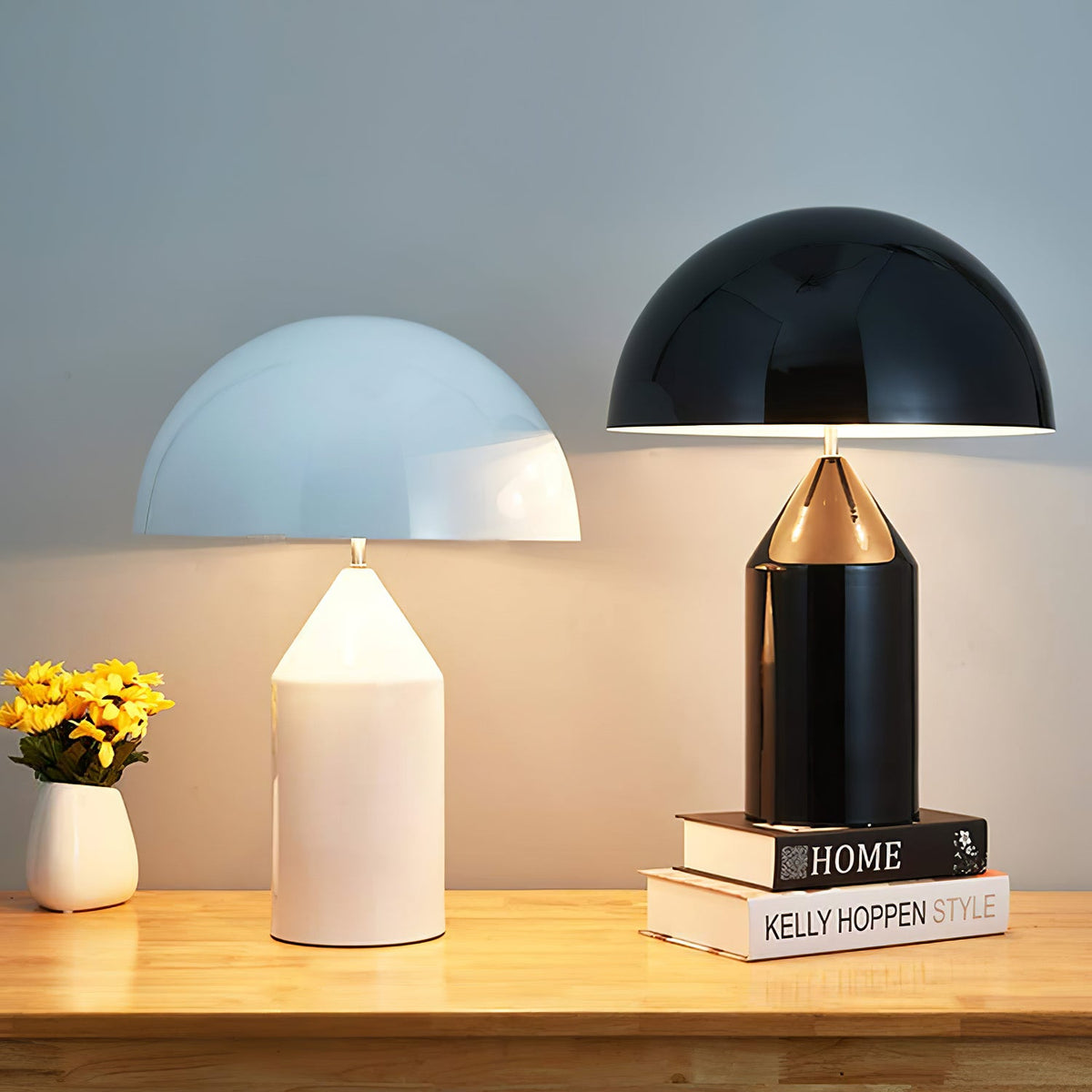 Mid-Century Metal Mushroom Table Lamp – Dome Shade
