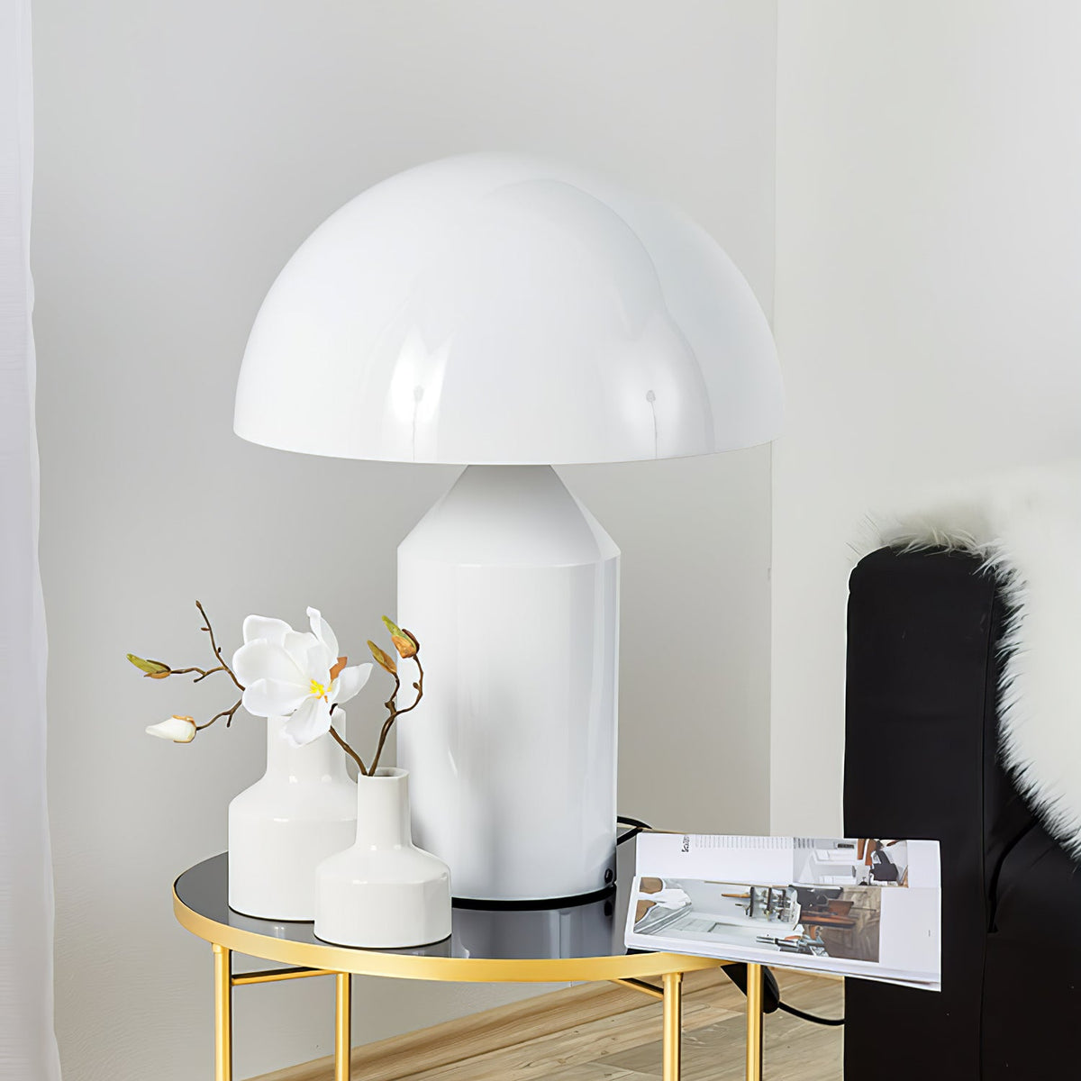 Mid-Century Metal Mushroom Table Lamp – Dome Shade