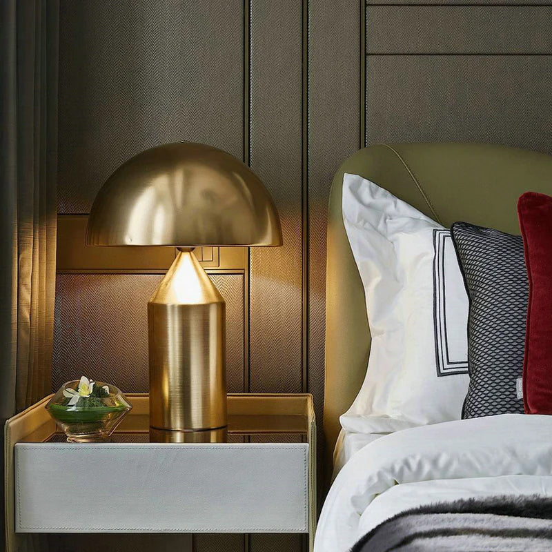 Mid-Century Metal Mushroom Table Lamp – Dome Shade